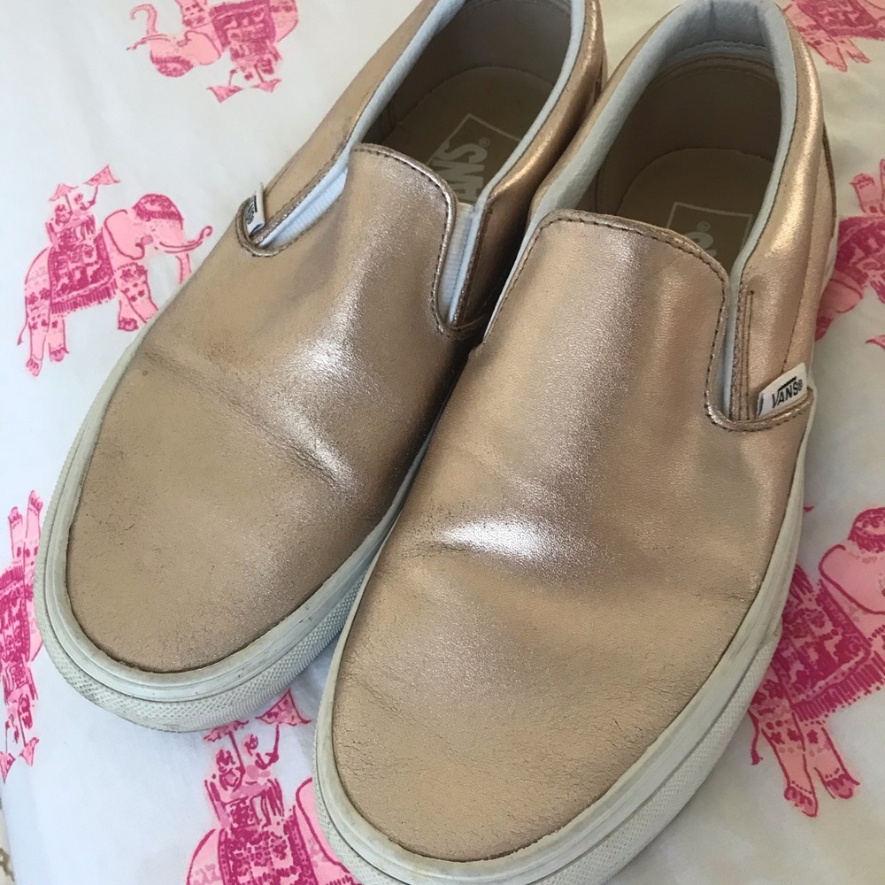 Size 7.5 Rose Gold Slip- on Vans